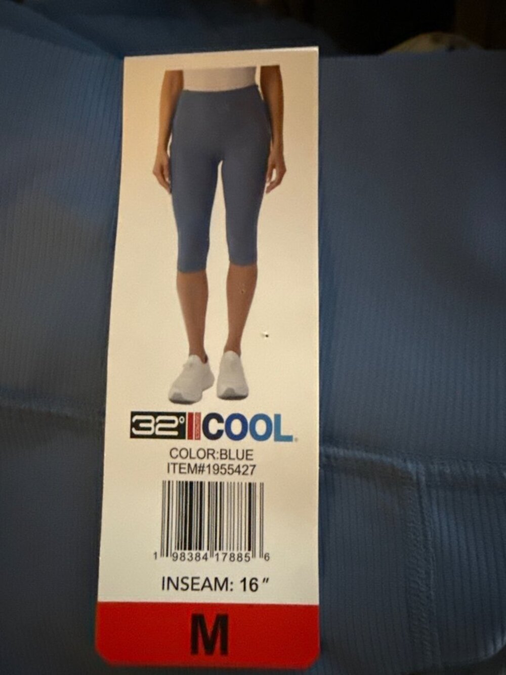 32 Degrees Cool Women Ribbed Crop Legging Pant Blue Medium New with tag - Picture 5 of 5